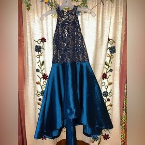 Elegant Blue and Gold Women's Dress